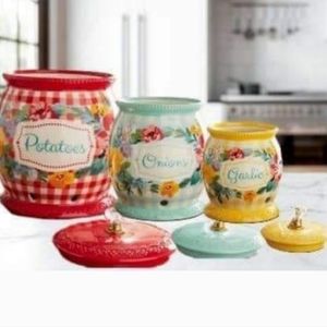 ❤️ New Pioneer Woman Sweet Romance Gingham 3-Piece Potatoe Onion Garlic …